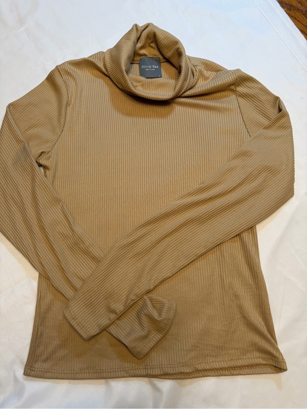 Oliva Rae Women’s Ribbed Turtleneck - Tan